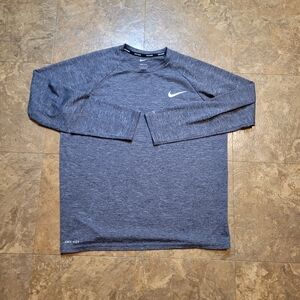Nike Swim Hydroguard Shirt Mens Medium Gray Long Sleeve UPF 40+ Raglan Crew Neck
